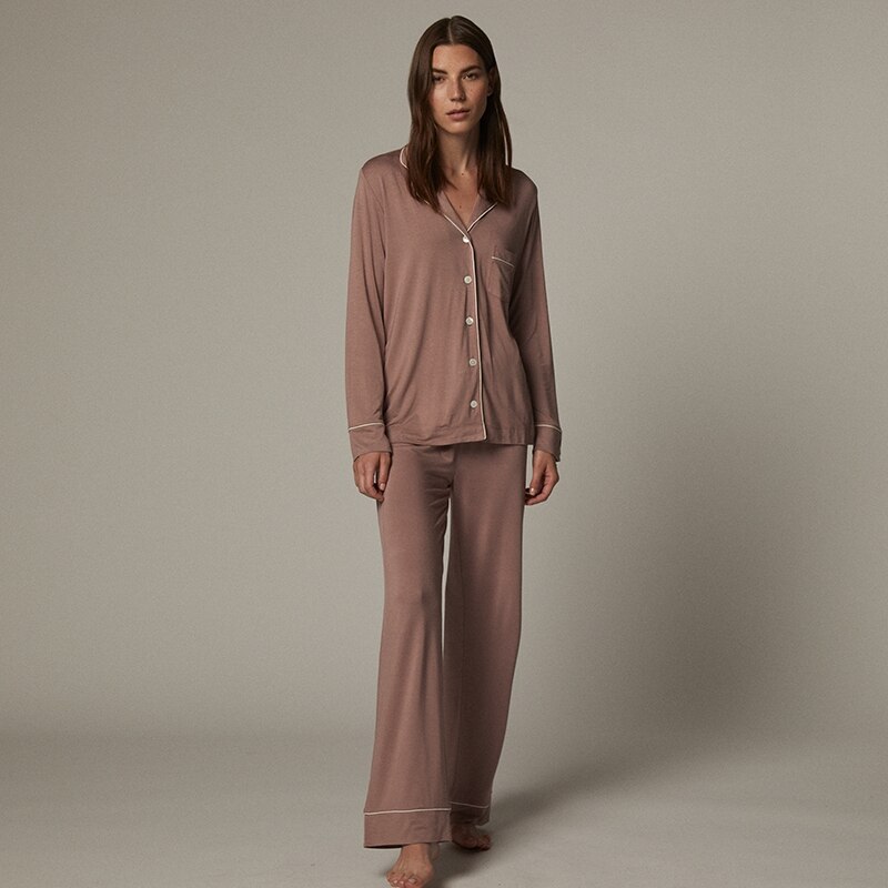 Luxe Milk Jersey Piped Pajama - Indigo main image 0