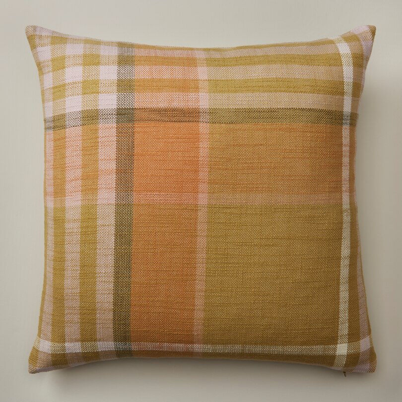 Organic Pillow Cover Multi Plaid, 18” X 18” Indigo