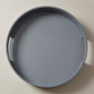 Plateau Rond Verni – Bleu-Gris, Grand image number 1