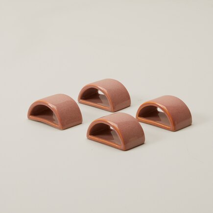 Stoneware Half-Circle Napkin Rings, Set Of 4