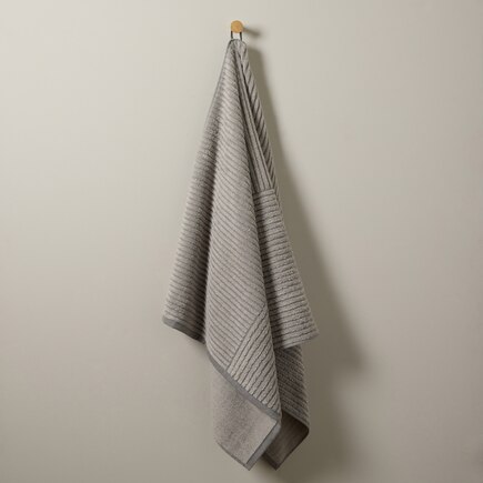 Organic Cotton Ribbed Terry Bath Towel Storm & Light Grey