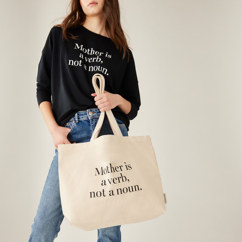 Mother Is A Verb Organic Tote, Natural Indigo