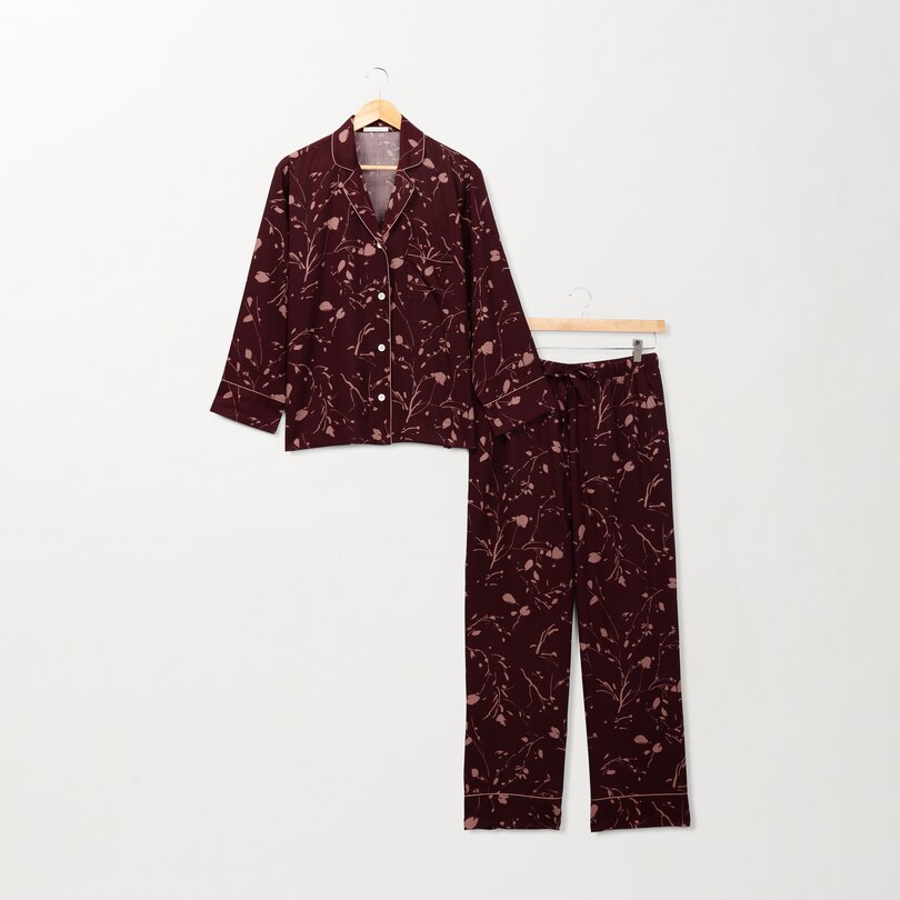 Tailored Pajama Pant Set - Carob Floral image number 6