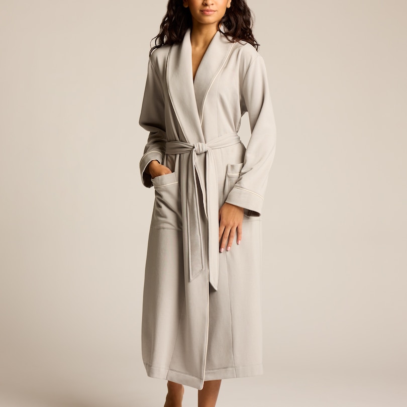 Shawl Collar Robe, Light Grey ('') | Indigo