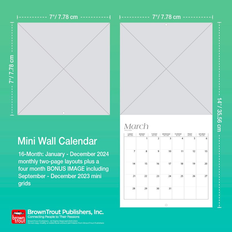 2024 Mini Calendar 7x7 Inspiration French Indigo